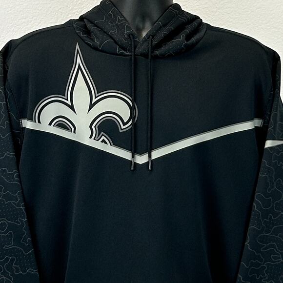 New Orleans Saints Reflective Hoodie Hooded Sweatshirt NFL Nike Black XL X-Large - Picture 5 of 9